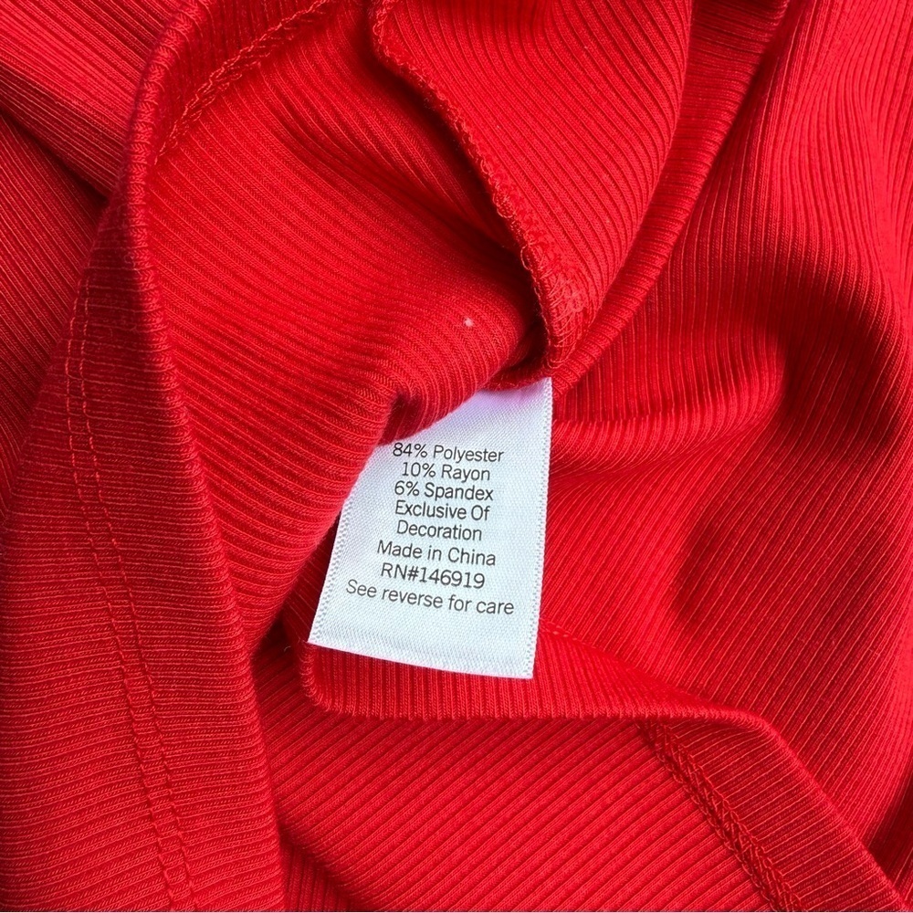 SO Goods For Life Women’s Embroidered Peace Sign Ribbed Red Fitted Tank Top S - Picture 5 of 6